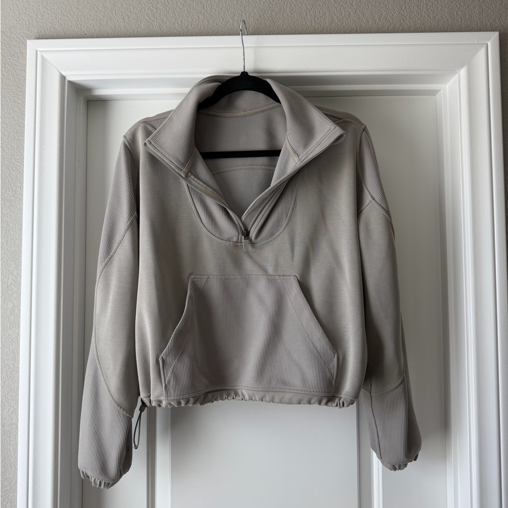 lululemon Cropped Light Taupe Quarter-Zip Pullover